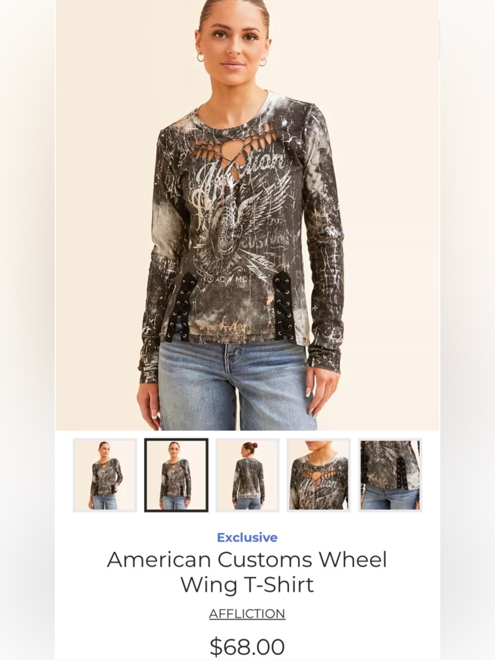 Affliction American Customs Wheel Wing T-Shirt 2XL